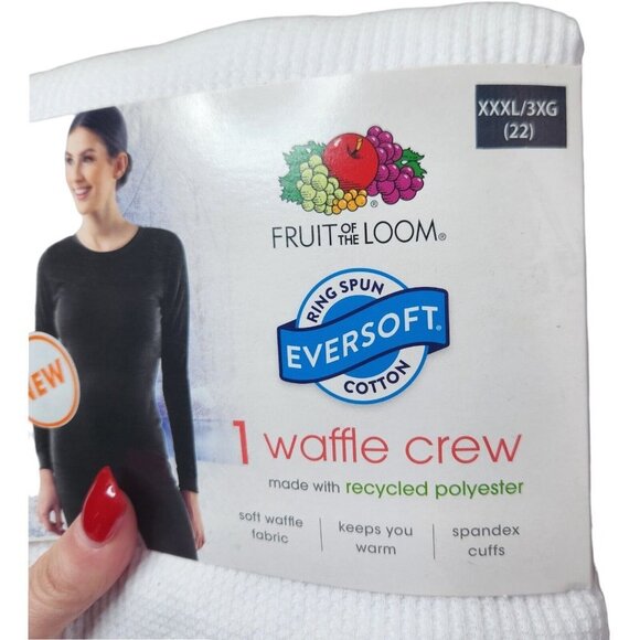 Fruit of the Loom EverSoft Women's Waffle Crew Shirt Size White 3X (22) NEW - Picture 5 of 11